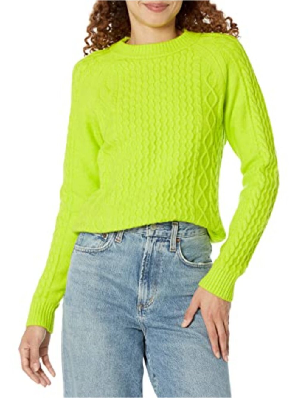 Women's Stitch Cable Sweater Long Sleeve Crew Neck Pullover Cotton Blend Cozy